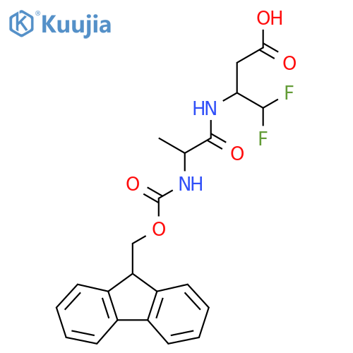 3-2-({(9H-fluoren-9-yl)methoxycarbonyl}amino)propanamido-4,4-difluorobutanoic acid structure