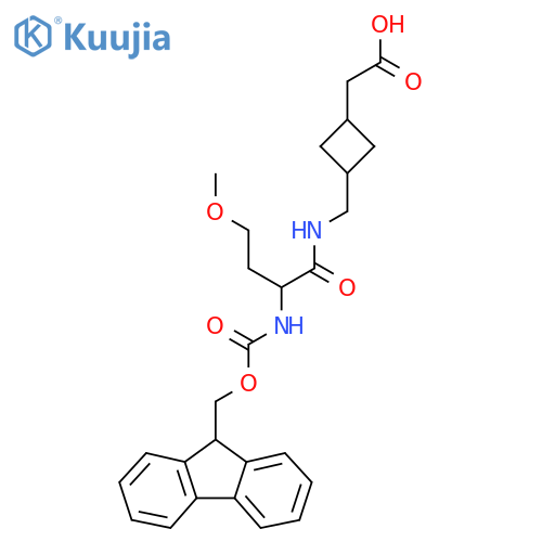 2-(3-{2-({(9H-fluoren-9-yl)methoxycarbonyl}amino)-4-methoxybutanamidomethyl}cyclobutyl)acetic acid structure