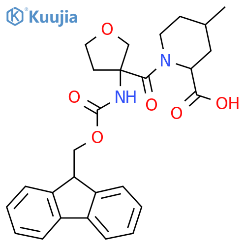 1-3-({(9H-fluoren-9-yl)methoxycarbonyl}amino)oxolane-3-carbonyl-4-methylpiperidine-2-carboxylic acid structure
