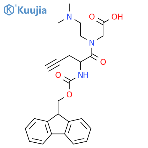 2-{N-2-(dimethylamino)ethyl-2-({(9H-fluoren-9-yl)methoxycarbonyl}amino)pent-4-ynamido}acetic acid structure