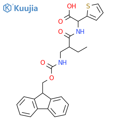 2-{2-({(9H-fluoren-9-yl)methoxycarbonyl}amino)methylbutanamido}-2-(thiophen-2-yl)acetic acid structure
