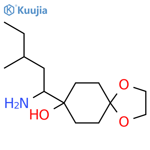 8-(1-amino-3-methylpentyl)-1,4-dioxaspiro4.5decan-8-ol structure