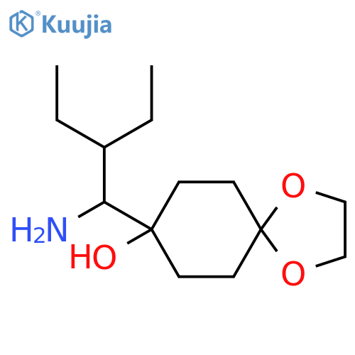 8-(1-amino-2-ethylbutyl)-1,4-dioxaspiro4.5decan-8-ol structure