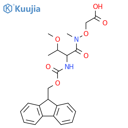 2-{2-({(9H-fluoren-9-yl)methoxycarbonyl}amino)-3-methoxy-N-methylbutanamidooxy}acetic acid structure