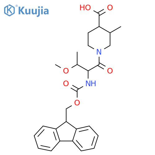 1-2-({(9H-fluoren-9-yl)methoxycarbonyl}amino)-3-methoxybutanoyl-3-methylpiperidine-4-carboxylic acid structure