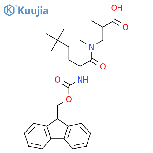 3-2-({(9H-fluoren-9-yl)methoxycarbonyl}amino)-N,5,5-trimethylhexanamido-2-methylpropanoic acid structure