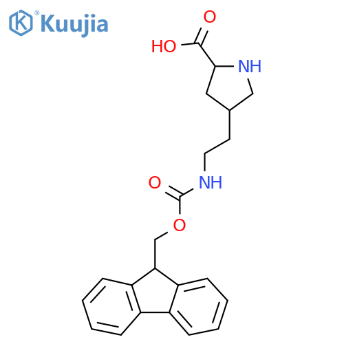 4-2-({(9H-fluoren-9-yl)methoxycarbonyl}amino)ethylpyrrolidine-2-carboxylic acid structure