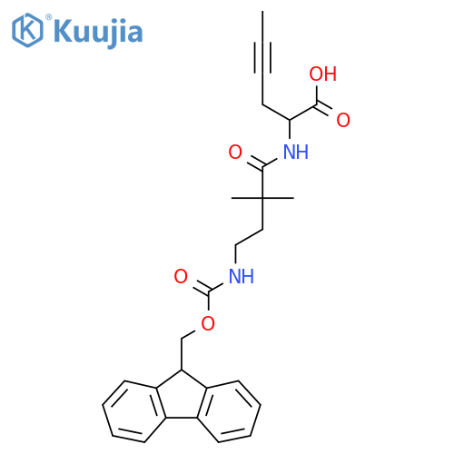 2-4-({(9H-fluoren-9-yl)methoxycarbonyl}amino)-2,2-dimethylbutanamidohex-4-ynoic acid structure