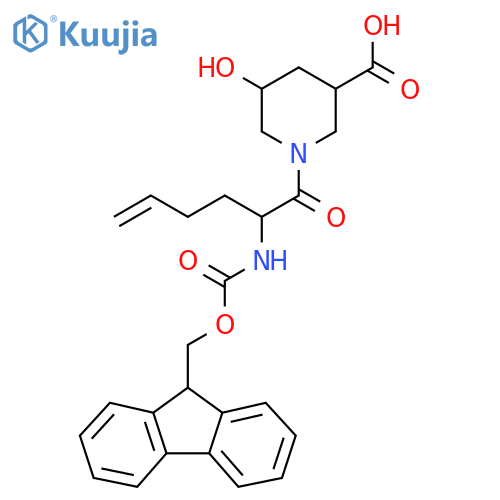 1-2-({(9H-fluoren-9-yl)methoxycarbonyl}amino)hex-5-enoyl-5-hydroxypiperidine-3-carboxylic acid structure