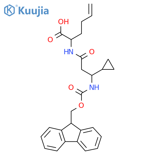 2-3-cyclopropyl-3-({(9H-fluoren-9-yl)methoxycarbonyl}amino)propanamidohex-5-enoic acid structure