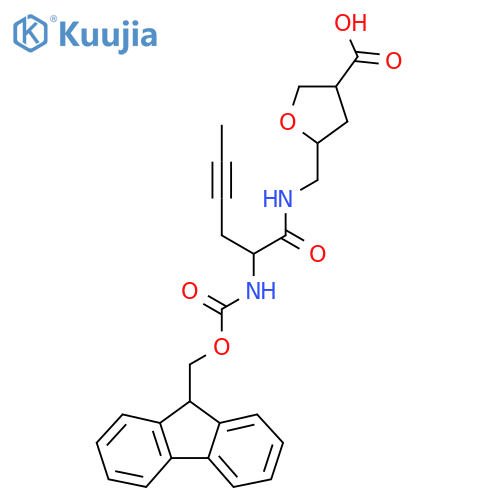 5-{2-({(9H-fluoren-9-yl)methoxycarbonyl}amino)hex-4-ynamidomethyl}oxolane-3-carboxylic acid structure