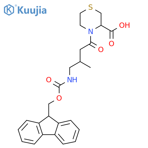 4-4-({(9H-fluoren-9-yl)methoxycarbonyl}amino)-3-methylbutanoylthiomorpholine-3-carboxylic acid structure