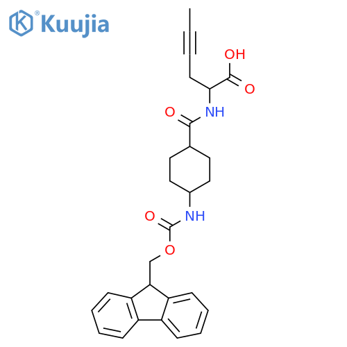 2-{4-({(9H-fluoren-9-yl)methoxycarbonyl}amino)cyclohexylformamido}hex-4-ynoic acid structure