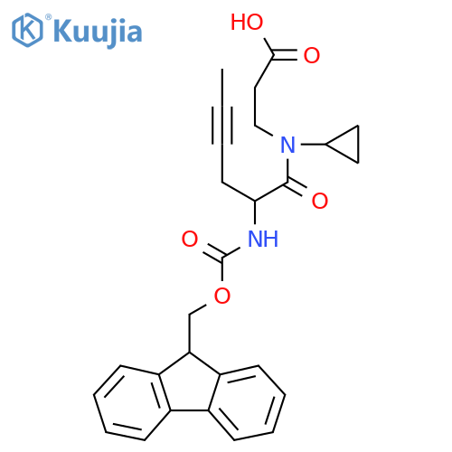 3-N-cyclopropyl-2-({(9H-fluoren-9-yl)methoxycarbonyl}amino)hex-4-ynamidopropanoic acid structure