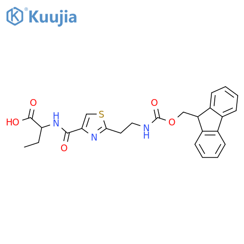 2-({2-2-({(9H-fluoren-9-yl)methoxycarbonyl}amino)ethyl-1,3-thiazol-4-yl}formamido)butanoic acid structure