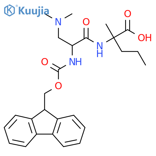 2-3-(dimethylamino)-2-({(9H-fluoren-9-yl)methoxycarbonyl}amino)propanamido-2-methylpentanoic acid structure