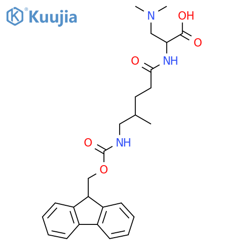 3-(dimethylamino)-2-5-({(9H-fluoren-9-yl)methoxycarbonyl}amino)-4-methylpentanamidopropanoic acid structure