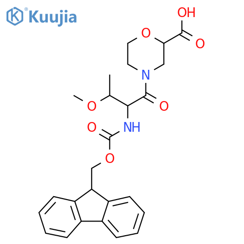4-2-({(9H-fluoren-9-yl)methoxycarbonyl}amino)-3-methoxybutanoylmorpholine-2-carboxylic acid structure