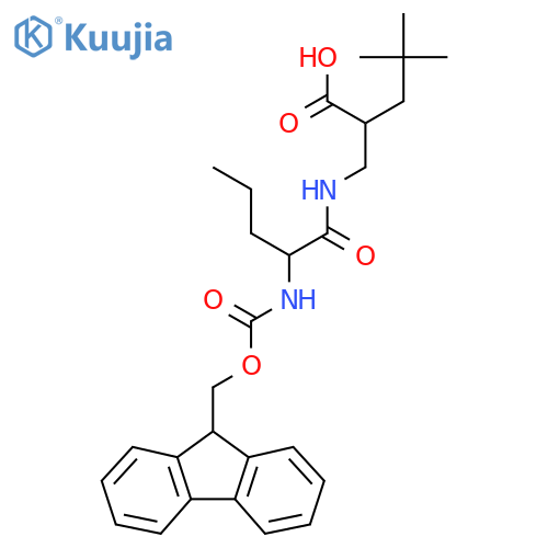 2-{2-({(9H-fluoren-9-yl)methoxycarbonyl}amino)pentanamidomethyl}-4,4-dimethylpentanoic acid structure