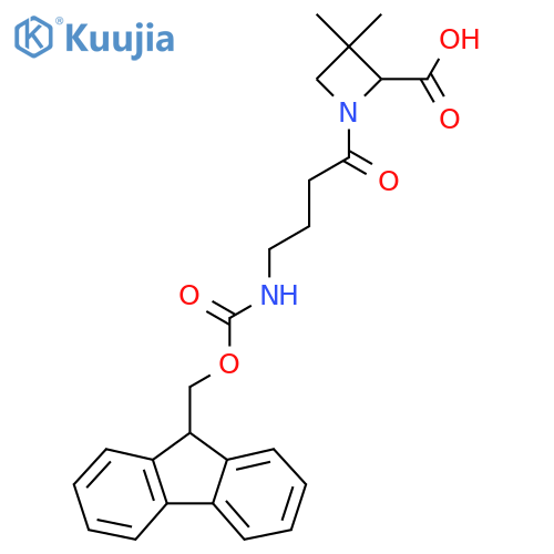 1-4-({(9H-fluoren-9-yl)methoxycarbonyl}amino)butanoyl-3,3-dimethylazetidine-2-carboxylic acid structure