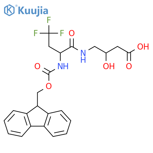 4-2-({(9H-fluoren-9-yl)methoxycarbonyl}amino)-4,4,4-trifluorobutanamido-3-hydroxybutanoic acid structure