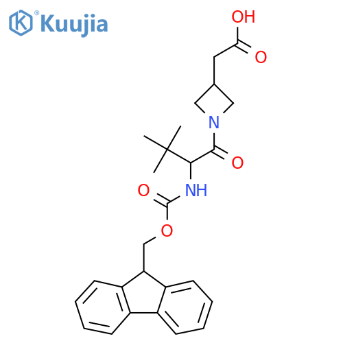 2-{1-2-({(9H-fluoren-9-yl)methoxycarbonyl}amino)-3,3-dimethylbutanoylazetidin-3-yl}acetic acid structure