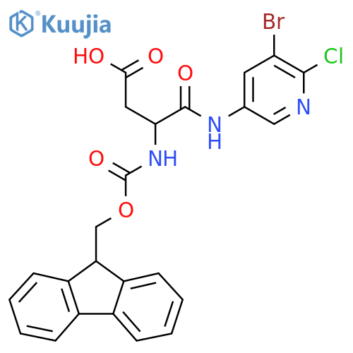3-(5-bromo-6-chloropyridin-3-yl)carbamoyl-3-({(9H-fluoren-9-yl)methoxycarbonyl}amino)propanoic acid structure