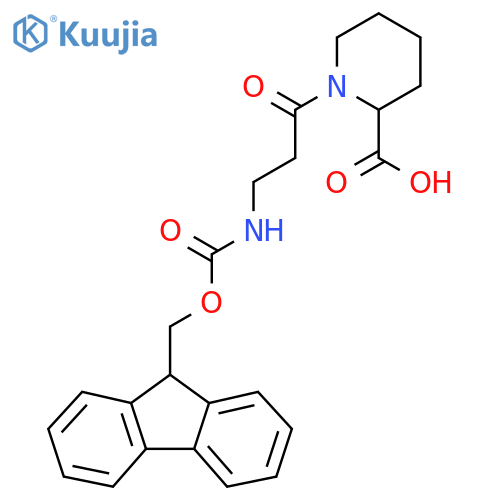 1-3-({(9H-fluoren-9-yl)methoxycarbonyl}amino)propanoylpiperidine-2-carboxylic acid structure