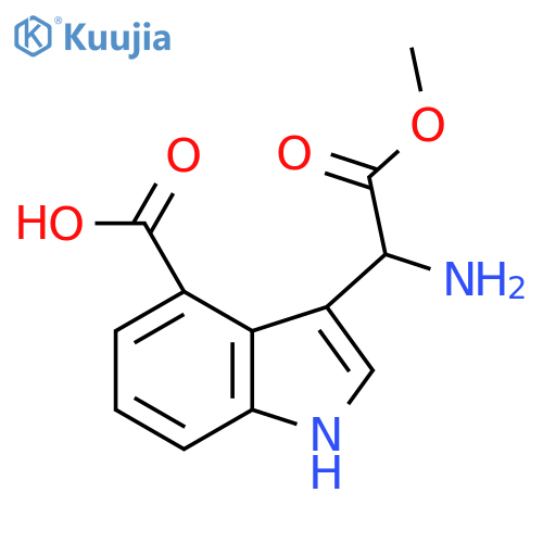 3-(1-amino-2-methoxy-2-oxoethyl)-1H-indole-4-carboxylic acid structure