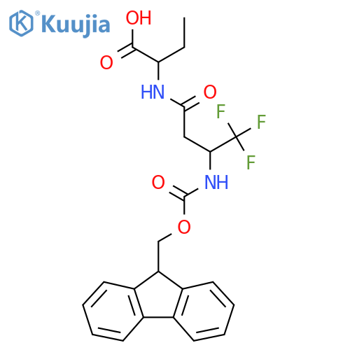 2-3-({(9H-fluoren-9-yl)methoxycarbonyl}amino)-4,4,4-trifluorobutanamidobutanoic acid structure