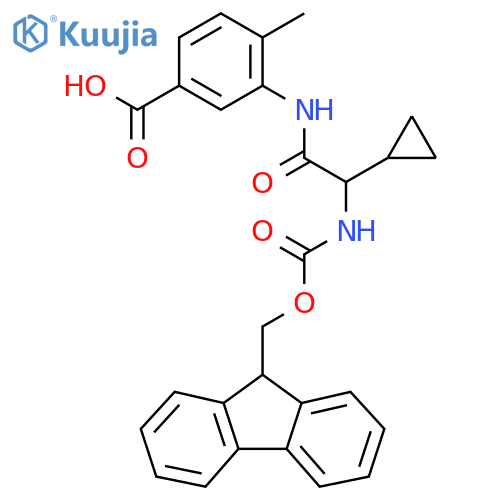 3-2-cyclopropyl-2-({(9H-fluoren-9-yl)methoxycarbonyl}amino)acetamido-4-methylbenzoic acid structure