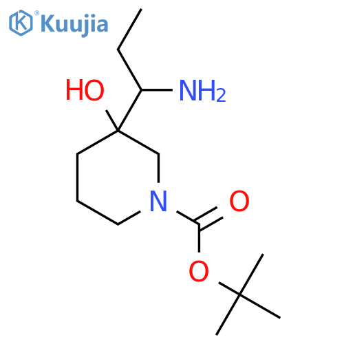 tert-butyl 3-(1-aminopropyl)-3-hydroxypiperidine-1-carboxylate structure