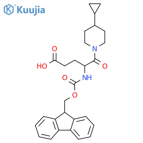 5-(4-cyclopropylpiperidin-1-yl)-4-({(9H-fluoren-9-yl)methoxycarbonyl}amino)-5-oxopentanoic acid structure