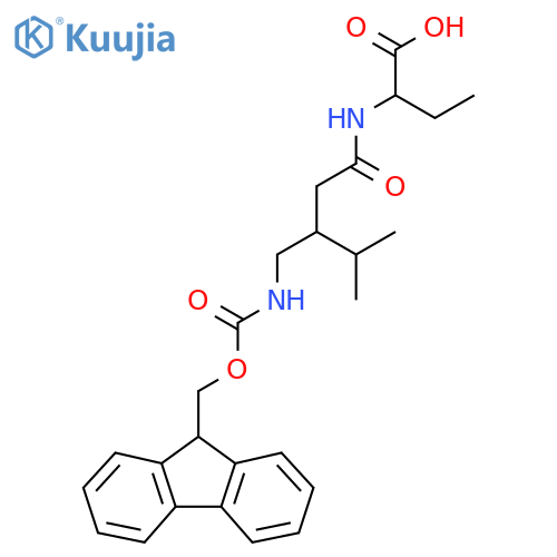 2-{3-({(9H-fluoren-9-yl)methoxycarbonyl}amino)methyl-4-methylpentanamido}butanoic acid structure
