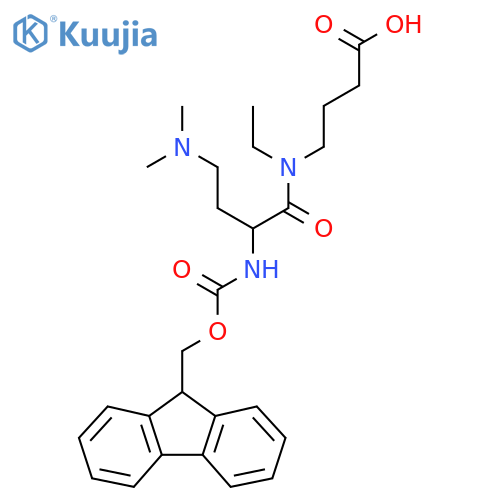 4-4-(dimethylamino)-N-ethyl-2-({(9H-fluoren-9-yl)methoxycarbonyl}amino)butanamidobutanoic acid structure
