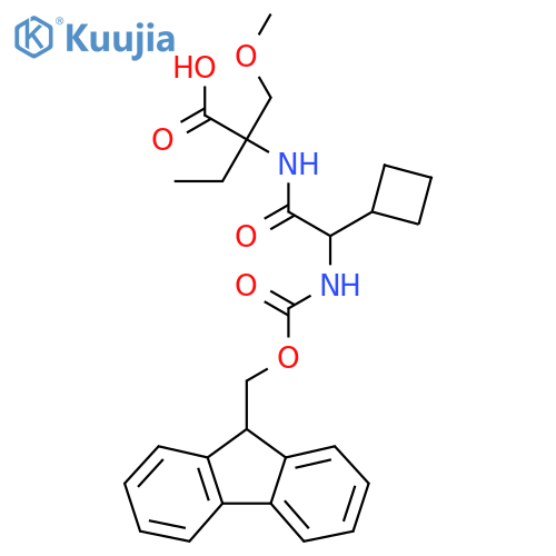 2-2-cyclobutyl-2-({(9H-fluoren-9-yl)methoxycarbonyl}amino)acetamido-2-(methoxymethyl)butanoic acid structure