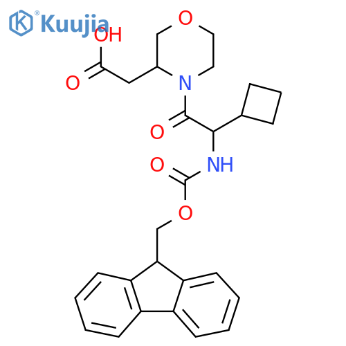 2-{4-2-cyclobutyl-2-({(9H-fluoren-9-yl)methoxycarbonyl}amino)acetylmorpholin-3-yl}acetic acid structure