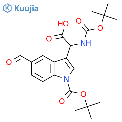 2-{1-(tert-butoxy)carbonyl-5-formyl-1H-indol-3-yl}-2-{(tert-butoxy)carbonylamino}acetic acid structure