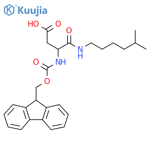 3-({(9H-fluoren-9-yl)methoxycarbonyl}amino)-3-(5-methylhexyl)carbamoylpropanoic acid structure
