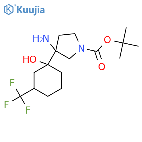 tert-butyl 3-amino-3-1-hydroxy-3-(trifluoromethyl)cyclohexylpyrrolidine-1-carboxylate structure