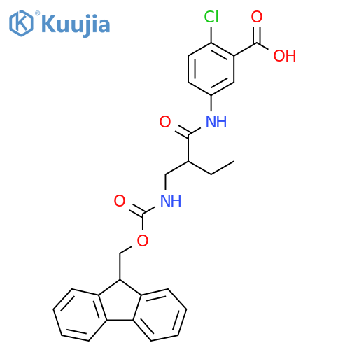 2-chloro-5-{2-({(9H-fluoren-9-yl)methoxycarbonyl}amino)methylbutanamido}benzoic acid structure
