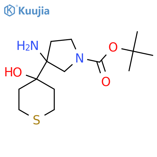 tert-butyl 3-amino-3-(4-hydroxythian-4-yl)pyrrolidine-1-carboxylate structure