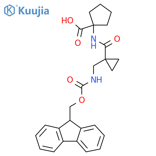 1-{1-({(9H-fluoren-9-yl)methoxycarbonyl}amino)methylcyclopropaneamido}cyclopentane-1-carboxylic acid structure