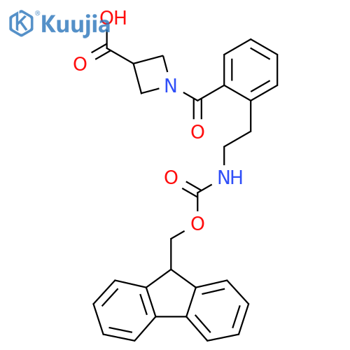 1-{2-2-({(9H-fluoren-9-yl)methoxycarbonyl}amino)ethylbenzoyl}azetidine-3-carboxylic acid structure