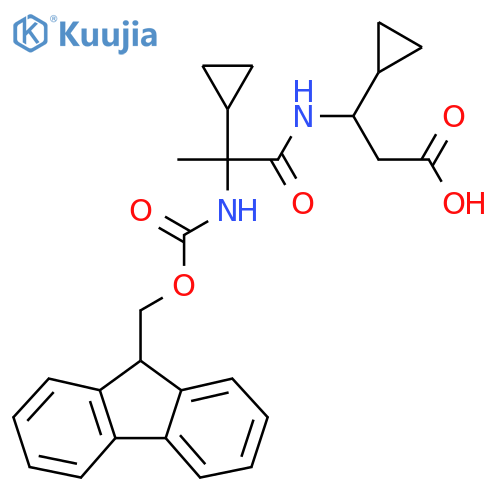 3-cyclopropyl-3-2-cyclopropyl-2-({(9H-fluoren-9-yl)methoxycarbonyl}amino)propanamidopropanoic acid structure
