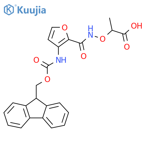 2-({3-({(9H-fluoren-9-yl)methoxycarbonyl}amino)furan-2-ylformamido}oxy)propanoic acid structure