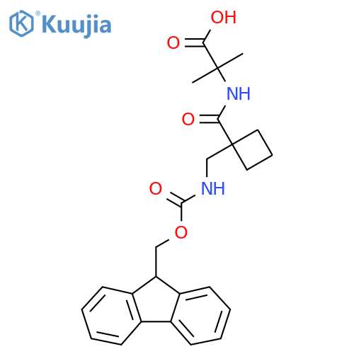 2-({1-({(9H-fluoren-9-yl)methoxycarbonyl}amino)methylcyclobutyl}formamido)-2-methylpropanoic acid structure