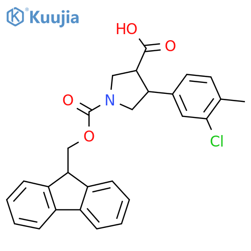4-(3-chloro-4-methylphenyl)-1-{(9H-fluoren-9-yl)methoxycarbonyl}pyrrolidine-3-carboxylic acid structure