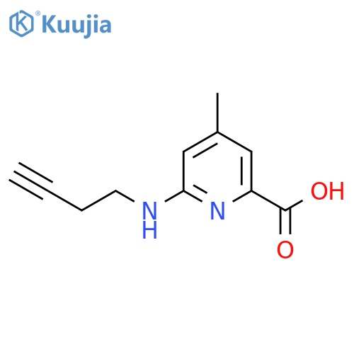6-(but-3-yn-1-yl)amino-4-methylpyridine-2-carboxylic acid structure