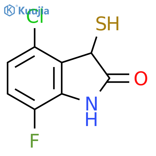 4-chloro-7-fluoro-3-sulfanyl-2,3-dihydro-1H-indol-2-one structure
